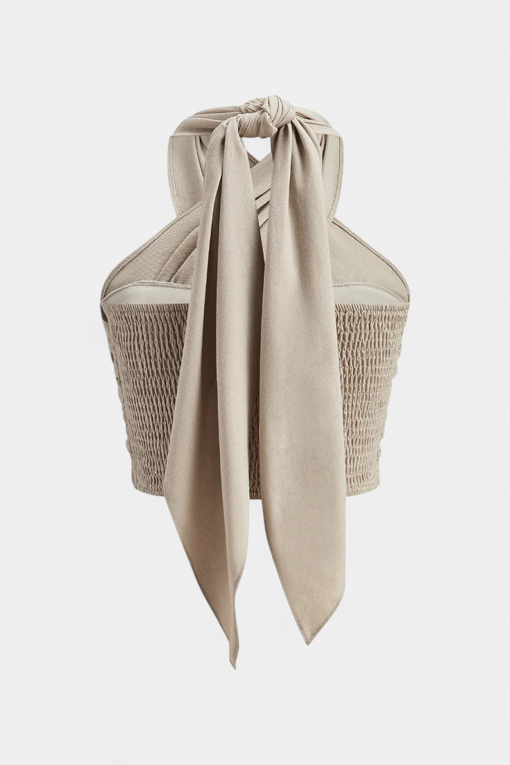 Lena | Cross Backless Top with Knot and Halter Style