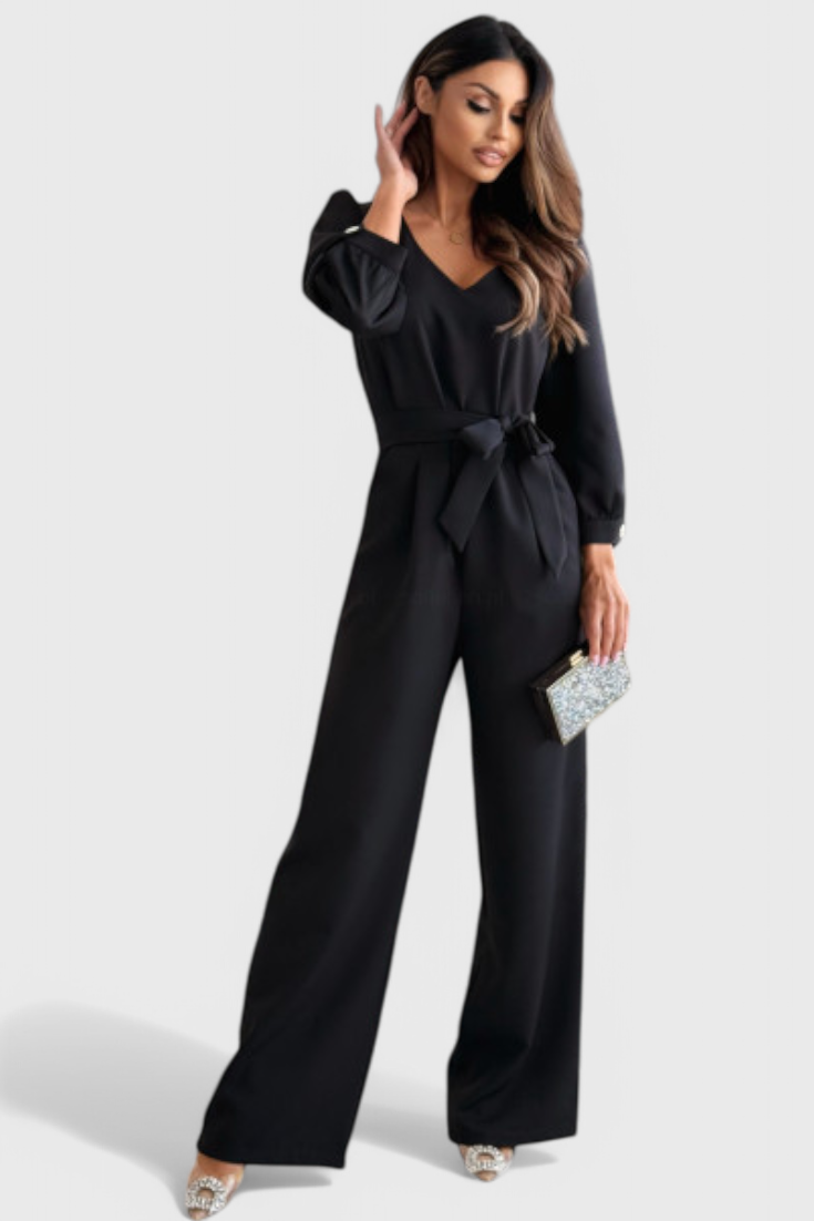Ariane | Wide Leg Jumpsuit with V-Neck and Waist Tie