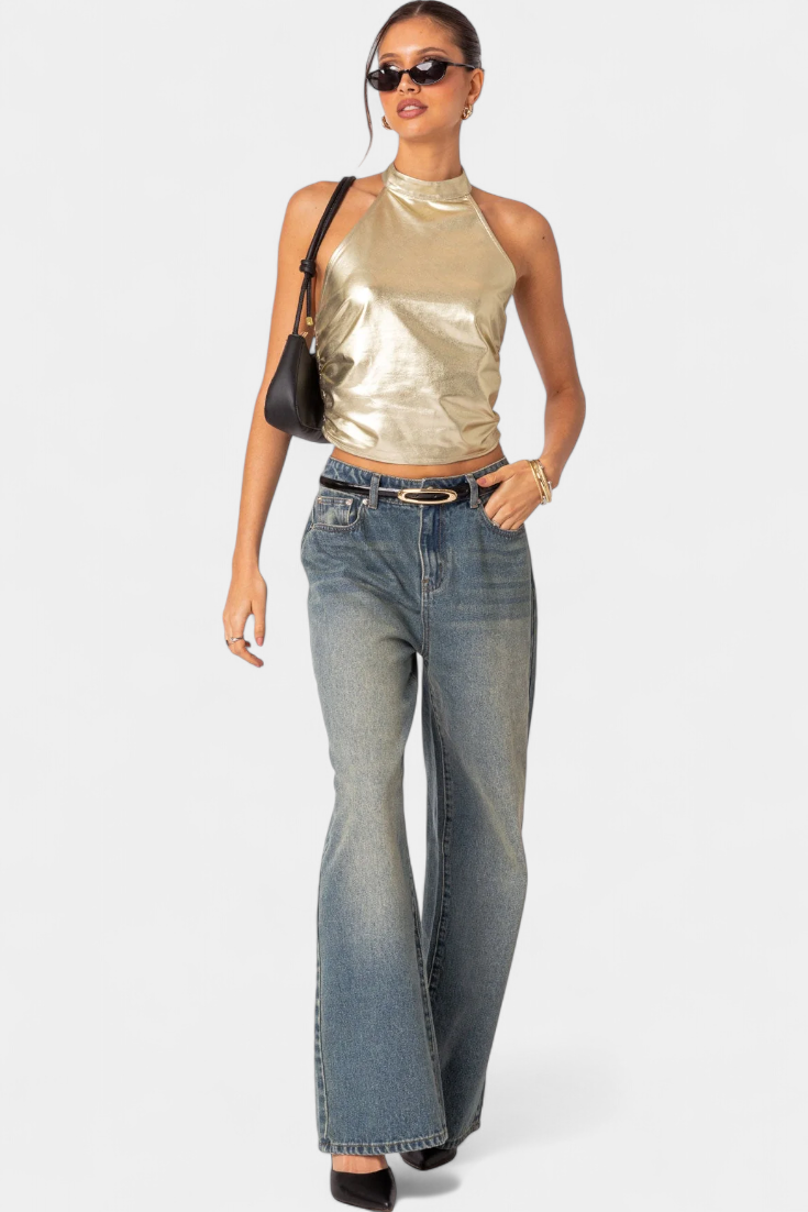 Anna | Metallic Halter Top Karter