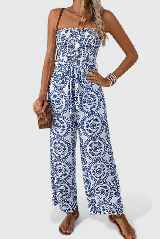 Abeni | Printed Sleeveless Jumpsuit