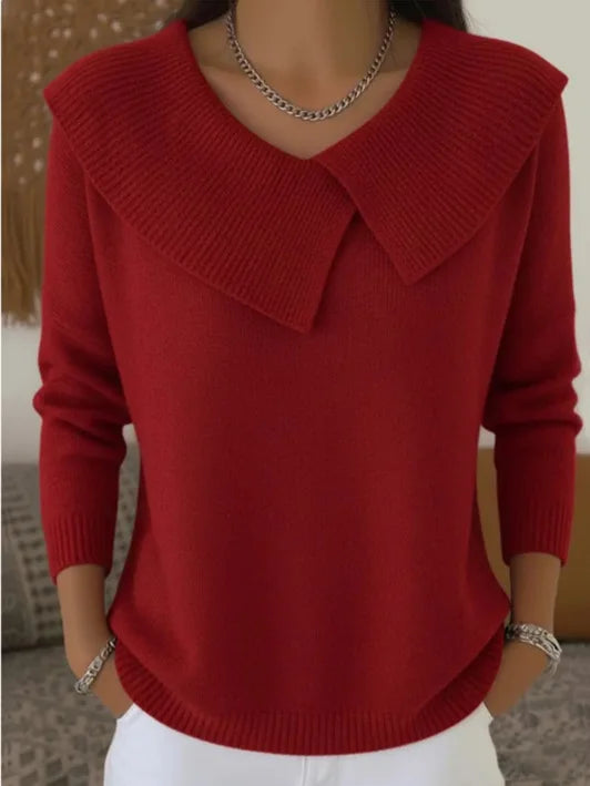 Women's Chic Revers Sweater Oversized Winter Vintage Knitted Red Sweater Soft Warm Sweater for Women 2025, Clothing