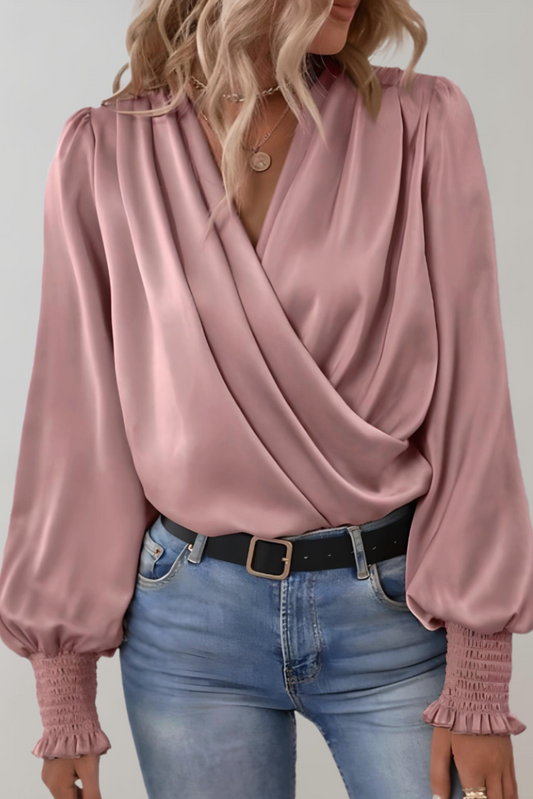 Quinn | Elegant Long Sleeve V-Neck Blouse