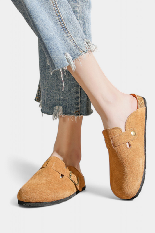 Aubree | Unisex Suede Clogs with Adjustable Buckle